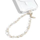 Case-Mate Beaded Phone Charm - Detachable Anti Theft Strap - Hands-Free iPhone Wrist Strap for Women - Phone Chain Wristlet - Fits Galaxy, Pixel and More - Crystal Pearl Gold