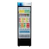 Pemberly Row 26" Commercial Merchandiser Refrigerator, 15 Cu. Ft. Capacity, Black Finish, Glass Door, Adjustable Shelves, LED Lighting, Frost-Free, Energy Efficient, Freestanding Retail Display Fridge