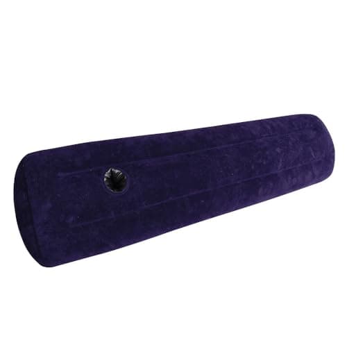 Inflatable Cylindrical Bolster Pillow, Purple, Soft Flocked Surface, 31.5 x 8.66 x 5.51 Inch, for Back, Lumbar, Knee and Ankle Support