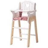 ROBOTIME Wooden Baby Doll High Chair, Pink Wooden Baby Doll Chair for 18 Inch Dolls, Pretend Play High Chair Baby Doll Accessories, Small
