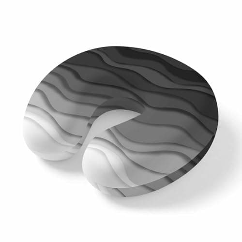 Black Ombre Stripes Travel Neck Pillow Memory Foam,Hand Neck Support Airplane Pillow for Traveling Bed Car Office Home,Modern Abstract Sea Waves Spray Art Flight Pillows with Removable Cover