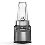Nutri Pro Compact Personal Blender, 18-Oz And 24-Oz To-Go Cups & Spout Lids, Auto-iQ Technology, Smoothies, Crush, BN400 Stone Silver - 1000 Watt Motor