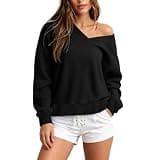 Womens Off the Shoulder Sweatshirt Casual Long Sleeve Pullover Tops Black