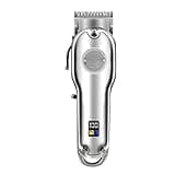 DUYHBAWRS Full Metal Hairdresser Professional Hair Clipper Electric Cordless LCD Hair Clipper Gold and Silver Hair Clipper(E)