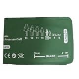 Reusable Arm Cuff (No Bladder) for BP Monitor, Nylon + TPU Material, Multiple Sizes (15–43cm), Round Air Connector, Replacement Cuff (Child #9 – Grass Green)