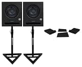 Presonus Eris Pro 6 Bundle: Pair Powered 6.5 in Coaxial 2-Way Studio Monitor Speakers, RVSM1 Adjustable Height Stand Pair, RRS190S Foam Isolation Pads, 4-Items