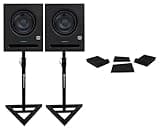 Presonus Eris Pro 6 Bundle: Pair Powered 6.5 in Coaxial 2-Way Studio Monitor Speakers, RVSM1 Adjustable Height Stand Pair, RRS190S Foam Isolation Pads, 4-Items