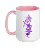 Purple Color Vertical Stars Purple Graphic Ceramic Mug, Pink/White, 15oz