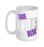 Purple Take The Risk Purple Graphic Ceramic Mug, White, 15oz
