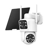 TKENPRO Dual Lens Solar Security Cameras Wireless Outdoor, 2K Full HD Video, 360° View Pan/Tilt Home Security Camera with Color Night Vision, Easy to Install, PIR Alarm, 2.4GHz WiFi