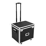AYLYOTOY Portable File Box with Handle, Locking File Storage Box with Wheels, 19.2x15x16 Double Locking Rolling File Cabinet, Mobile Busniness Case for Office Home,Offices, Hospitals, Banks