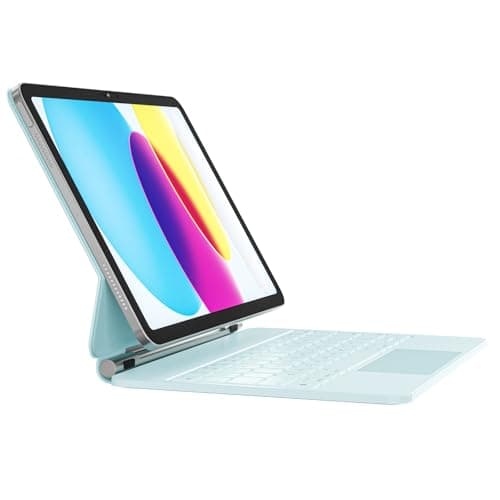 RAYMCRAFT for iPad 11th(A16, 2025)/10th Generation Case with Keyboard, Magic Keyboard 2022, Springy Backlit Keys, Stain-Resistant Surface, Multi-Touch Trackpad, Pale Blue