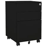 KFPOERTFGD 3-Drawer Mobile File Cabinet, Metal Filing Cabinet with Lockable Wheels for Letter/Legal/A4 Folders, Black Matte Steel Office Storage Organizer