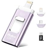Gulloe 256GB Dual Interface Flash Drive for Phone Storage Photos Videos, Phone USB Backup External Photo Memory Stick - No App Required, Compatible with iPhone, iPad, Android & PC (Light Purple)