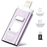 Gulloe 256GB Dual Interface Flash Drive for Phone Storage Photos Videos, Phone USB Backup External Photo Memory Stick - No App Required, Compatible with iPhone, iPad, Android & PC (Light Purple)