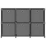 KGHFDVB 6-Cube Display Shelf with 6 Fabric Boxes Gray, 40.6"x11.8"x28.5", Free-Standing Storage Shelf with Steel Frame for Home Organization