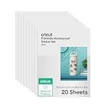 Cricut Waterproof Sticker Paper (20 White Sheets, 8.5x11), Printable Stickers For Inkjet Printer - Works with Joy Xtra, Explore, & Maker Machines