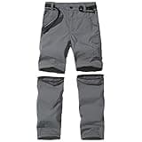 JOMLUN Boys Hiking Pants Kids Cargo Outdoor Casual Camping Pants Quick Dry Convertible Zip Off Trousers Gray