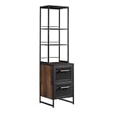 BIGTO Bookcase 18.5"*18.4"*72", Modern Narrow Engineered Wood Bookshelf Brown Home Furniture
