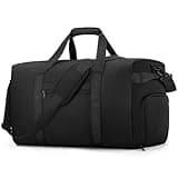 ETRONIK Carry On Luggage 22x14x9 Airline Approved, 45L Waterproof Duffle Bag for Travel, Lightweight Carry on Travel Duffel Bags with Shoe Compartment, Weekender Overnight Gym Bag for Men Women, Black