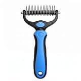 Pet Pro Grooming Tool for Dogs & Cats, Undercoat Rake Dematting Comb for Long Hair Pets, Deshedding Brush for Loose Fur, Tangle Removal and Thick Coat Grooming, Blue