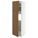 ProTuning METOD Refrigerator High Cabinet with 2 Doors, White/Tea Taupe Brown Walnut Effect, 60x60x200cm