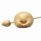 Hand Carved Little-Leaf Boxwood Double Fish Wooden Fish Temple Block Zen Drum with Mallet – Natural Wood Buddhist Percussion for Meditation Chanting Home Office Decor Feng Shui Gift