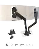 Dual Monitor Arm – fits 17-35 inch Heavy Duty Flat/Curved Monitors, Full Motion Adjustable Gas Spring Arms Hold 35.2 lbs per Arm with Clamp & Grommet Desk Mount, VESA 75/100mm, Black