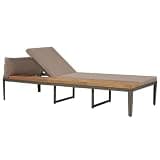 KMUNGDWG Solid Acacia Wood Sun Lounger with Cushions, Brown Wooden Daybed with Steel Legs for Garden Patio