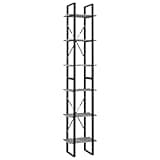 KGHFDVB 6-Tier Book Cabinet Concrete Gray 15.7x11.8x82.7 Inches Engineered Wood Bookshelf for Home Office, 6 Shelf Bookcase with Ample Storage for Books and Decor