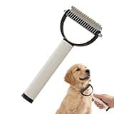 Double Sided Dematting Comb for Cats & Dogs, Undercoat Rake, Safe Deshedding Grooming Tool, Gentle Matt Remover Detangler for Long Thick Haired Pets, Ergonomic Pet Grooming Brush (Black)