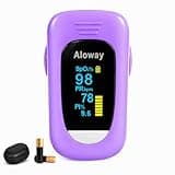 Pulse Oximeter, OLED Display Oxygen Monitor Fingertip with Case, Blood Oxygen Saturation Monitor (SpO2) with Alarm, Batteries & Lanyard (Purple)