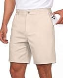 7 Inch 7in Inseam Men Casual Dress Golf Shorts Flat Front Chino Stretch Elastic Waist Slim Fit Flex Beach Trip Essentials Summer Vacation Must Have Travel Accessories Need Gear Gift Gadget 2026