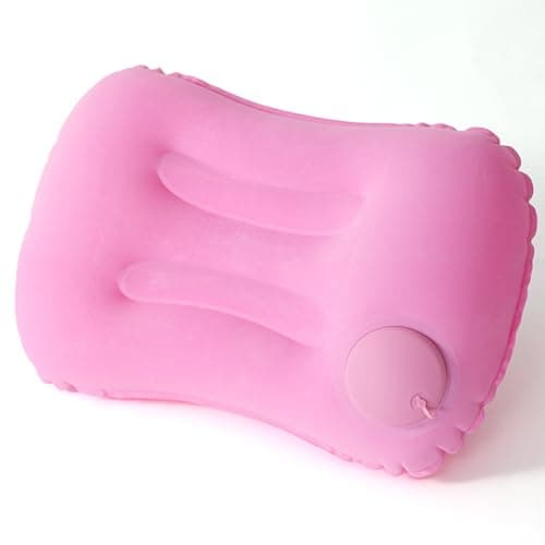 LIANTIAN Inflatable Pillow, Ultralight Travel Neck Support Adjustable Comfort, Inflatable Airplane Pillow for Travel and Office Use(Pink,49 * 32 cm)