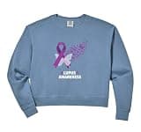 Womens Lupus Awareness Ribbon Butterfly Support Purple Cause Comfort Colors Crop Sweatshirt