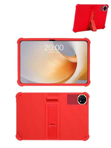 Case for TECLAST T65 Plus Tablet 13.4 Inch, FJIASTB Soft Silicone Kids Friendly Protective Cover with Adjustable Stand, Drop-Proof (Red)