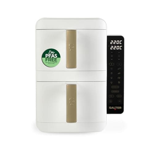 Salter VertiCook Ultra Stackable Air Fryer - 9L Vertical Digital Air Fryer, 2 4.5L Baskets and Shelves, 9 Functions, Sync and Match, PFAS Free Grill Tray