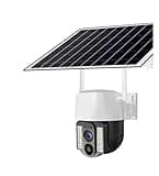 VSKJZBRDHMW 4G Sim Solar Camera Outdoor IP Camara Low Powered Battery PIR Motion Detection Waterproof CCTV Home Security Protection(4G Camera Add 128GB)