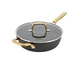 Oster Abbottsford Nonstick Aluminum Saute Pan with Glass Lid, Black, 4 Quart