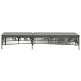 KMUNGDWG Poly Rattan Sun Lounger with Cushion, Gray Adjustable Backrest Outdoor Lounge Bed for Patio Garden