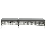 KMUNGDWG Poly Rattan Sun Lounger with Cushion, Gray Adjustable Backrest Outdoor Lounge Bed for Patio Garden