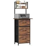Snughome 3 Drawer Tall File Cabinet with 19.7'' Extended Desktop, 3-Tier Filing Cabinet for Home Office 51.6''H Vertical File Cabinet Printer Stand with Drawers, Fits A4/Letter/Legal,Rustic Brown