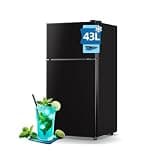 Package Delivery Boxes 2 Doors Refrigerator, Customized Sticker Fridge with Freezer,Suitable for Home/Office/APT,Black(15 * 14.5 * 31 in)