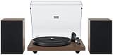 Crosley C62 Bluetooth Vinyl Record Player 120W Speakers, 2-Speed Belt-Drive Turntable, Anti-Skate, Walnut