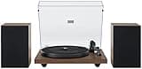 Crosley C62 Bluetooth Vinyl Record Player 120W Speakers, 2-Speed Belt-Drive Turntable, Anti-Skate, Walnut