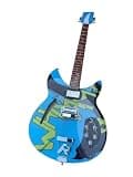 Semi-Hollow Body Electric Guitar, Custom Blue Pop-Art Graphic with Dual Pickups, Full Size 6-String for British Rock (Guitarra Eléctrica)