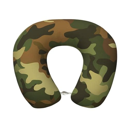 ZSUUGJ Camouflage Camo Memory Foam Travel Pillow, Soft U-Shaped Neck Support with Washable Cover and Adjustable Snap for Travel & Rest