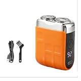 Mini Electric Shaver for Men, Dual Blade Portable Razor with Digital Display & Type-C Rechargeable, Travel Beard Shaver for Wet & Dry Use, Pocket Size Face Razor for Home & Outdoor,Orage