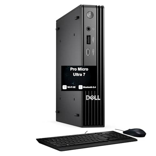 Dell Pro Micro QCM1250 AI Business Desktop (Intel Ultra 7 265T vPro, 32GB DDR5, 512GB PCIe SSD, Intel Graphics, 90W PSU, WiFi 6E, Bluetooth 5.4, RJ-45, 1 Display Port, HDMI, Win 11 Pro)