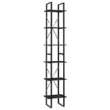 KGHFDVB 6-Tier Book Cabinet Gray 15.7x11.8x82.7 Inches, Industrial Bookshelf with 6 Shelves for Home Office Storage, Engineered Wood
